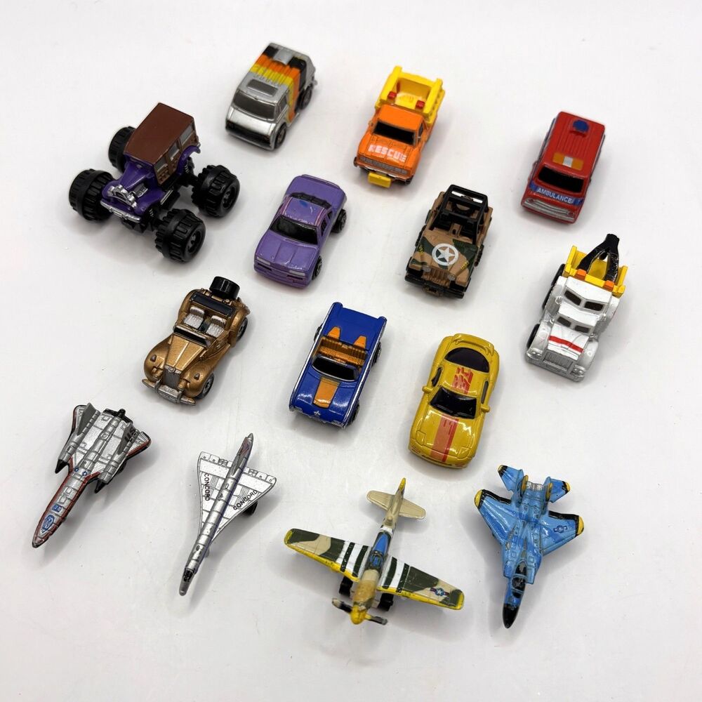Vintage 1980s Galoob Micro Machines Lot Cars Trucks Aircraft Vehicles Lot of 14
